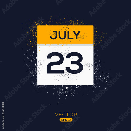 Creative calendar page with single day (23 July), Vector illustration.