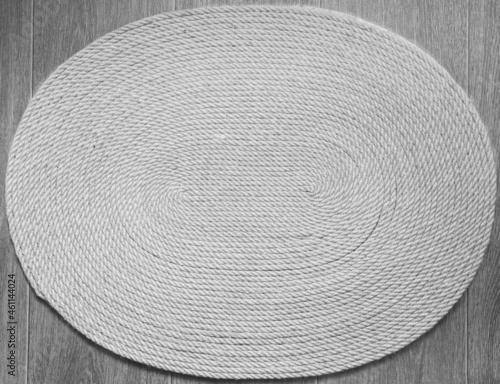 handmade oval-shaped jute carpet in the interior