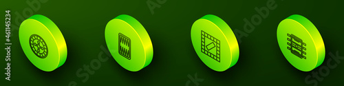 Set Isometric line Casino roulette wheel, Backgammon board, Board game and Hockey table icon. Vector