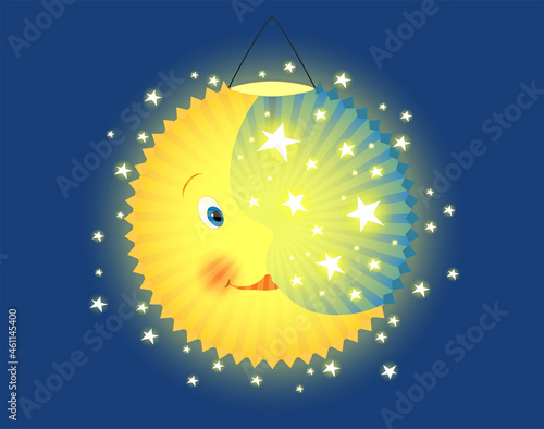 Kinder Laterne -Mond- in der Dunkelheit für den Martins Umzug,
Vektor Illustration
