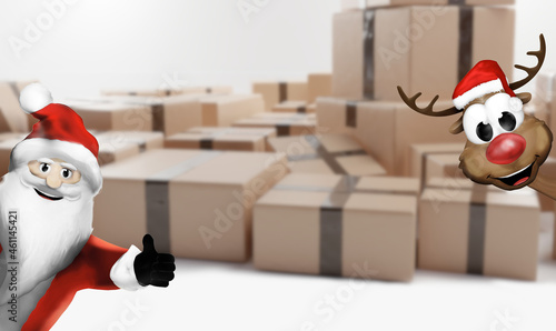 happy Santa Claus and a dee...