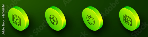 Set Isometric line Clock, Compass, Radius and Calendar icon. Vector