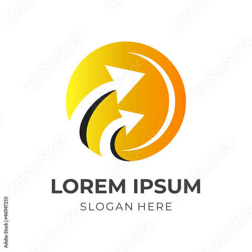 Free Download arrow logo design template concept vector with flat yellow and black color style - GFXLoad
