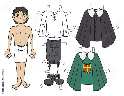 The paper doll funny historical nobleman with cutout clothes
