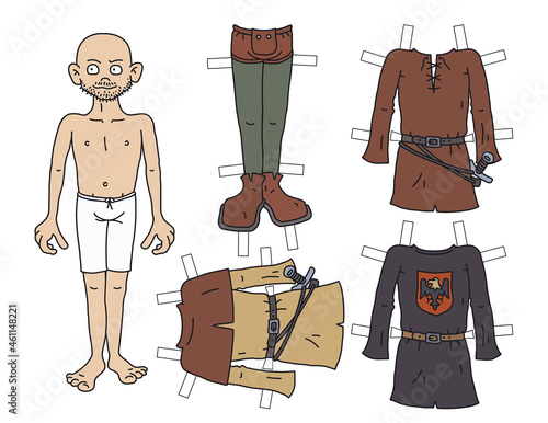 The paper doll funny historical warrior with cutout clothes