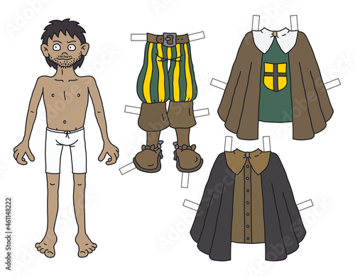 The paper doll funny historical nobleman with cutout clothes