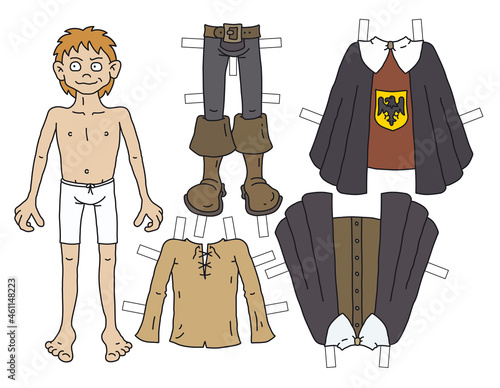 The paper doll funny historical nobleman with cutout clothes