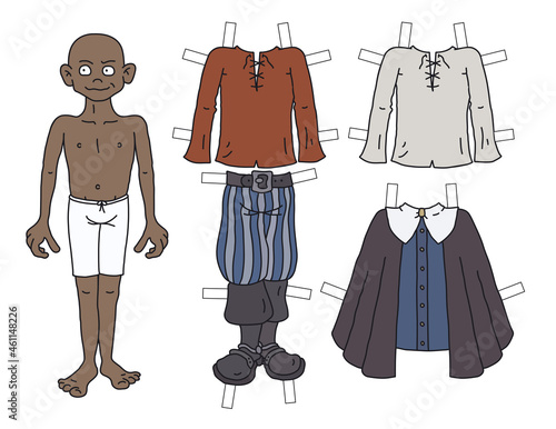 The paper doll funny historical black nobleman with cutout clothes