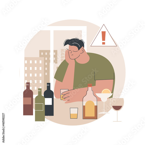 Drinking alcohol abstract concept vector illustration. Binge drinking, alcoholic beverage, alcohol abuse, addiction rehabilitation service, alcoholism therapy, health impact abstract metaphor.