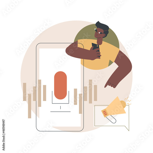 Voice control abstract concept vector illustration. Voice command system, accessibility feature, speech recognition technology, hands-free device activation, mobile control abstract metaphor.