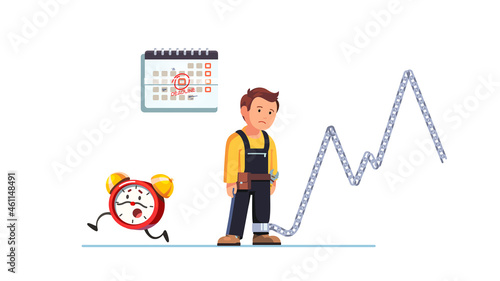 Sad contractor under stress, work pressure peaks