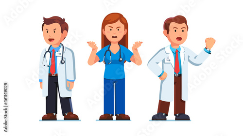 Medical workers doctors swearing, cursing, arguing