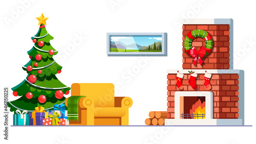 New Year holiday decorated home interior