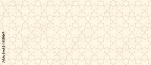 Subtle vector abstract geometric seamless pattern. Traditional oriental ornament with lines, elegant lattice, mesh, grid, floral shapes, stars. Luxury ornamental background. Gray and white design