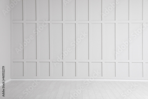 Empty room interior with white wall and floor
