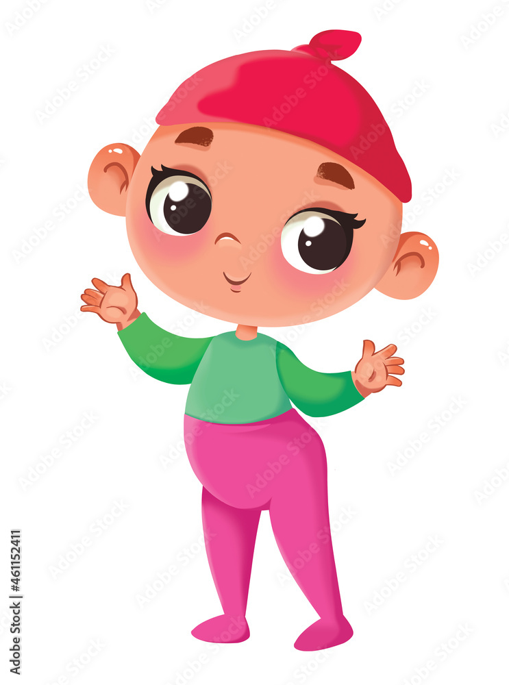 Illustration of a toddler in full growth. A one-year-old child stands in overalls. Cute boy drawing Illustration of a toddler in full growth. A one-year-old child stands in overalls. Cute boy drawing