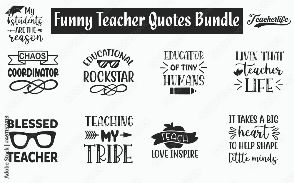 Funny teacher Quotes SVG Designs Bundle. Sarcastic teacher quotes SVG ...