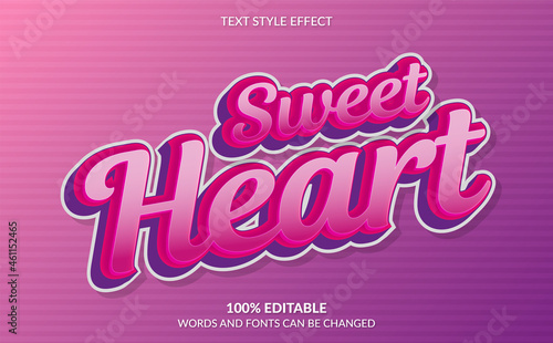 Editable text effect Sweet heart text style