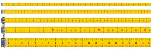 Measuring tape set. Roulette icon. Meter isolated. Repair concept. Vector illustration. Stock image.