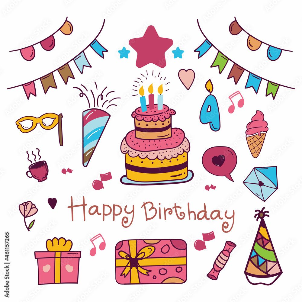 Happy Birthday doodle icon