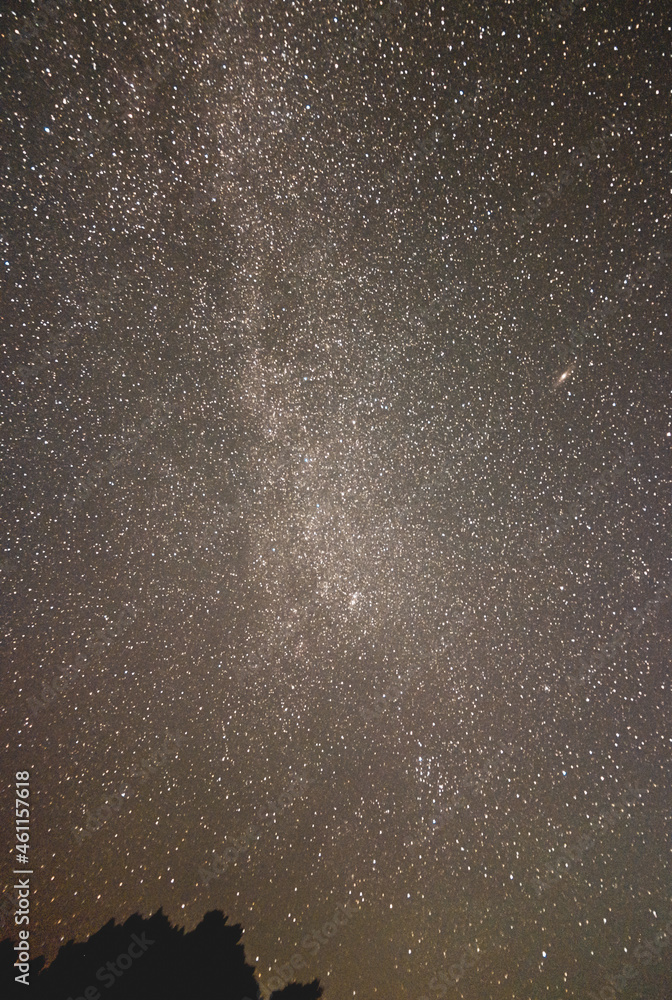 the milky way star cluster and  another galaxy in the night sky over Kunisaki, Oita, Japan