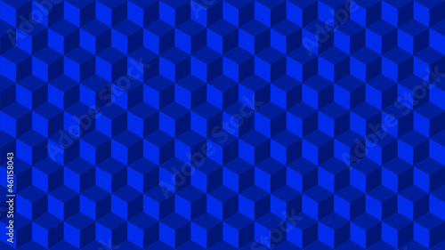 Isometric blue blocks cube geometric abstract background texture wallpaper seamless