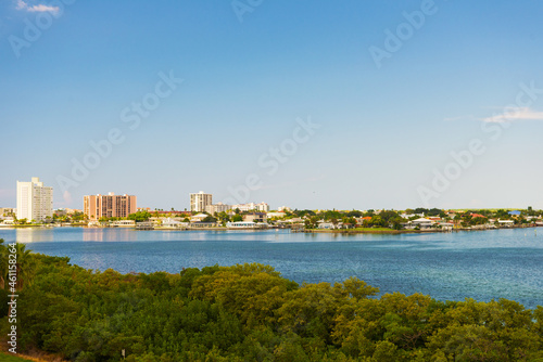 ocean and the coast of the Gulf of Mexico. Hotels, restaurants and resorts