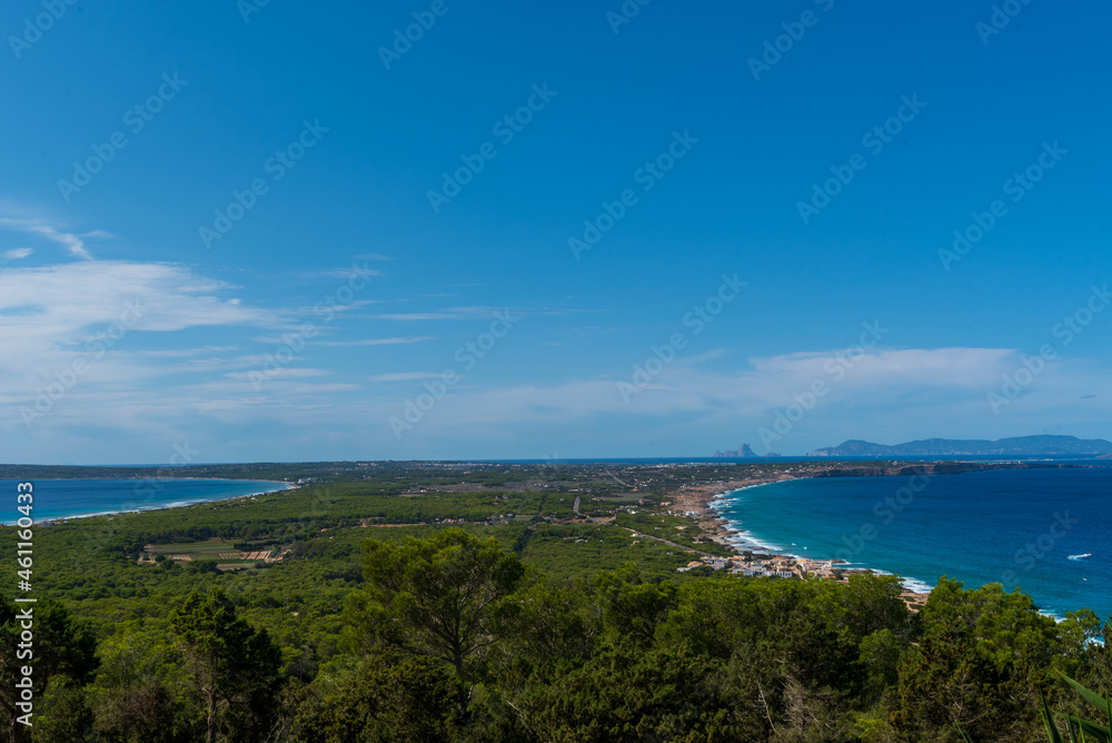 View of the island of Formentera in the Balearic Islands in Spain