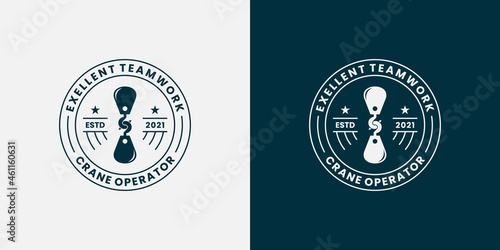 crane logo design template retro badge