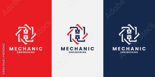 creative mechanic logo design for workshop, engineering, mechanical