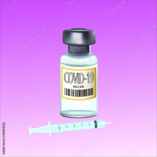Vector illustration of syringe and a bottle of vaccine.