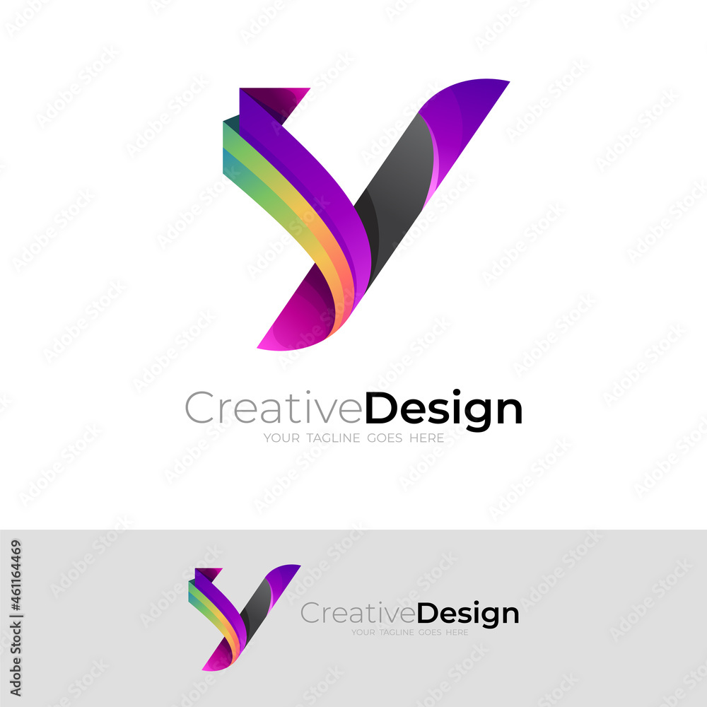 Fototapeta premium Letter Y logo and colorful icon template, 3d style
