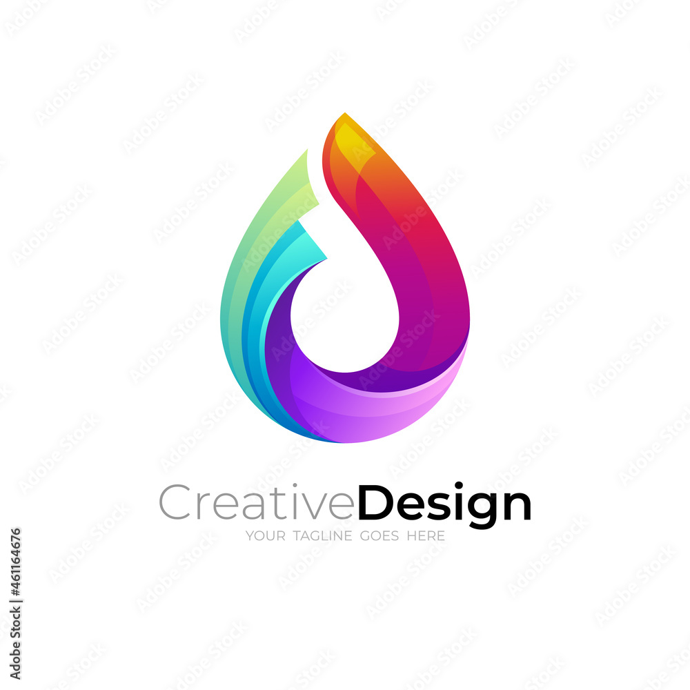 Abstract water drop logo template ,3d colorful Abstract water drop logo template ,3d colorful
