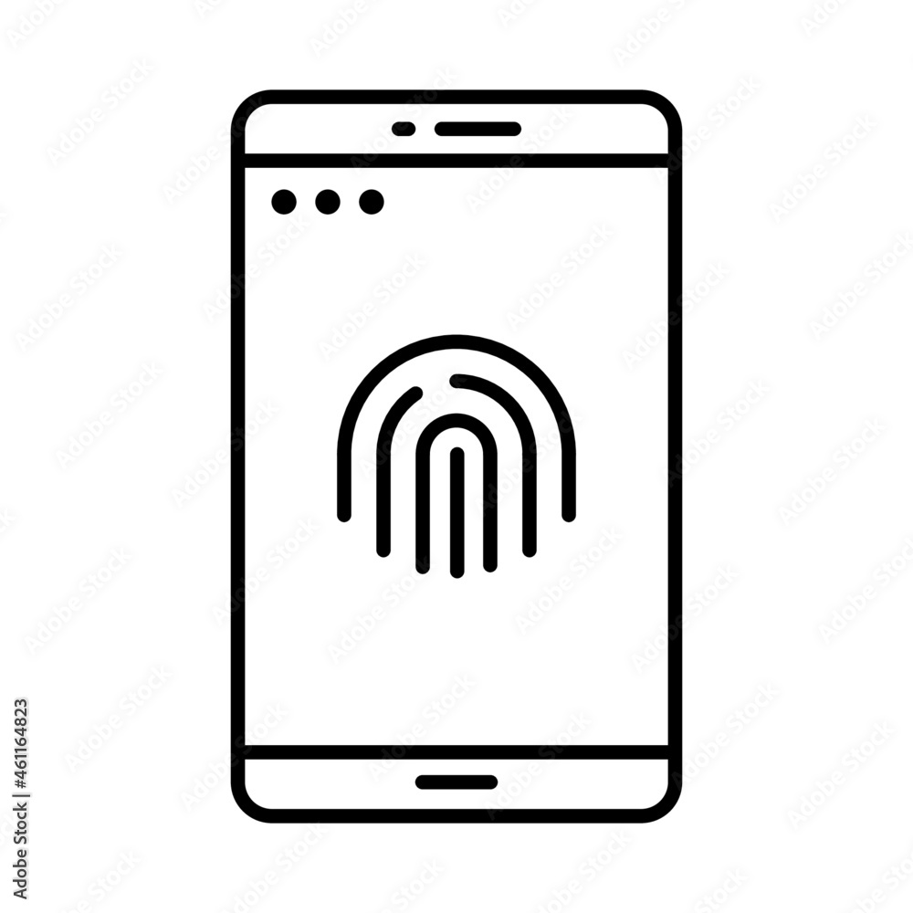 fingerprint application line icon vector design, editable stroke line icon fingerprint application line icon vector design, editable stroke line icon