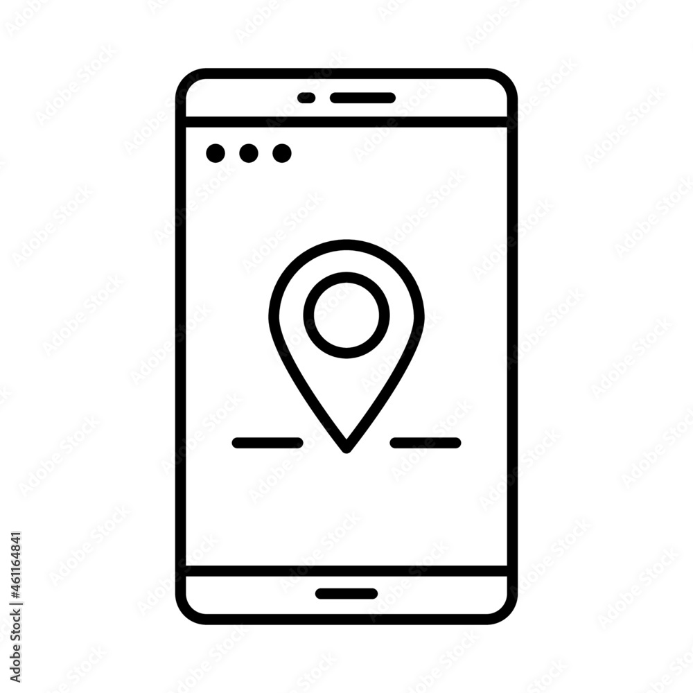 gps location application line icon vector design, editable stroke line icon gps location application line icon vector design, editable stroke line icon