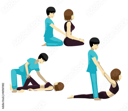 Thai Traditional Massage Manga Cartoon Vector Set 3