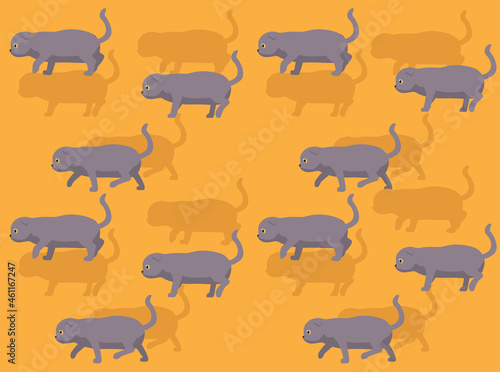Cat Cartoon Character Scottish Fold Seamless Wallpaper Background