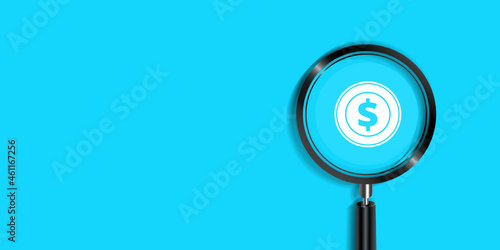 Wallpaper Mural Magnifying glass on a white background, money and business growth concept,finance and investment concept. Torontodigital.ca