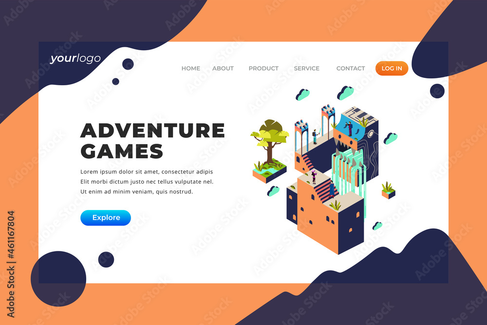 Adventure Games - Vector Landing Page