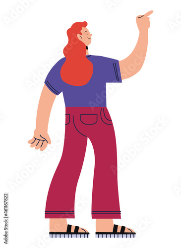 young woman indexing standing
