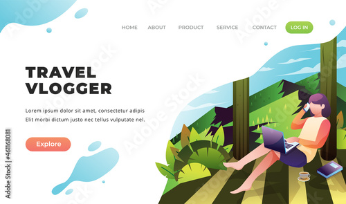 Travel Vlogger - Vector Landing Page