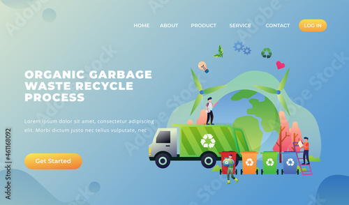 Organic Garbage Waste Recycle Process - Vector Landing Page