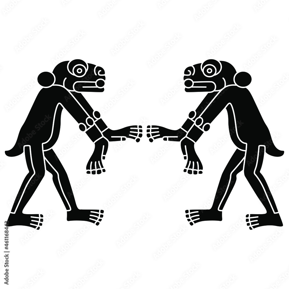 Symmetrical design with two fantastic animals. Native American design