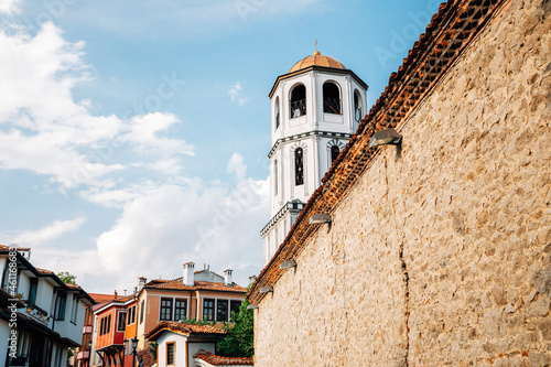 Plovdiv old town and St. Constantine and Helena Church in Bulgaria photo