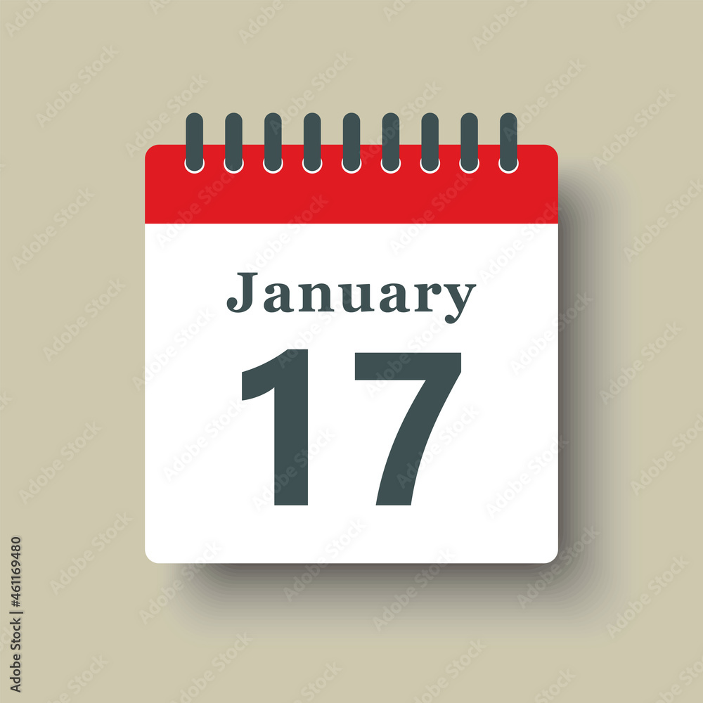 Icon day date 17 January, template calendar page Icon day date 17 January, template calendar page