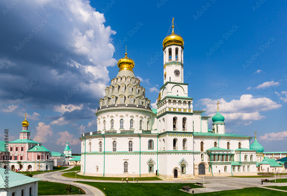 Picturesque summer view of Resurrection Cathedral of New Jerusalem Monastery at Istra, Moscow region, Russia