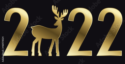 2022 mit Rentier in gold glänzend