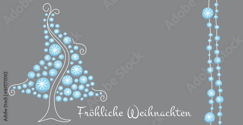 Weihnachtsbaum Weihnachtskugeln als Wassertropfen blau weiß silber abstrakt 