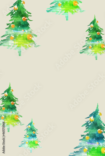 クリスマスツリー かわいい 水彩 イラスト