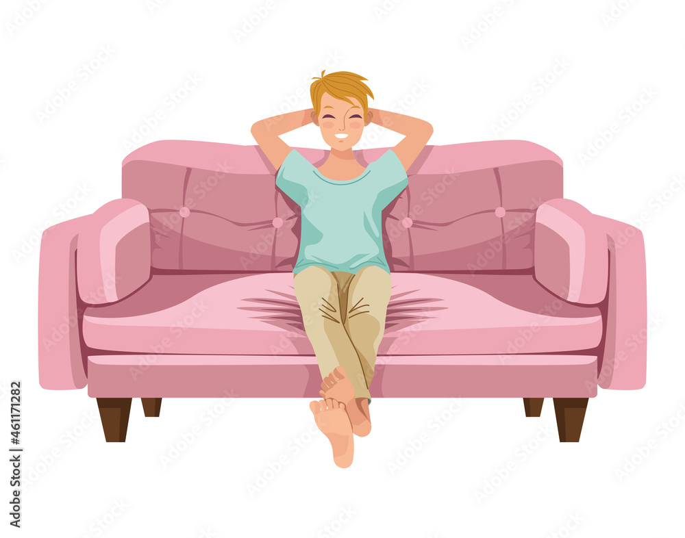 blond man relax in sofa blond man relax in sofa